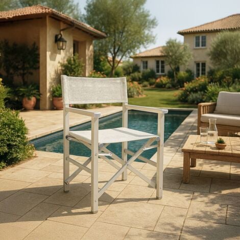 4 chaises de plage pliables portables textilène aluminium Regista Gold - Gris