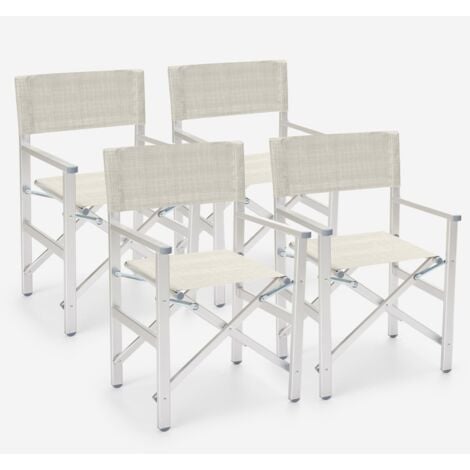 4 chaises de plage pliables portables textilène aluminium Regista Gold - Gris