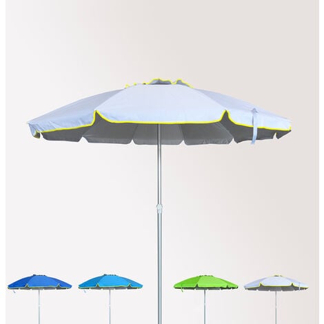 Parasol de plage 240 cm aluminium anti-vent protection uv Roma  Couleur: Blanc
