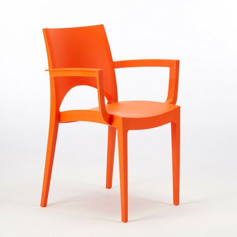 Chaise avec accoudoirs en polypropylène bar restaurant Paris Arm Grand Soleil  Couleur: Orange