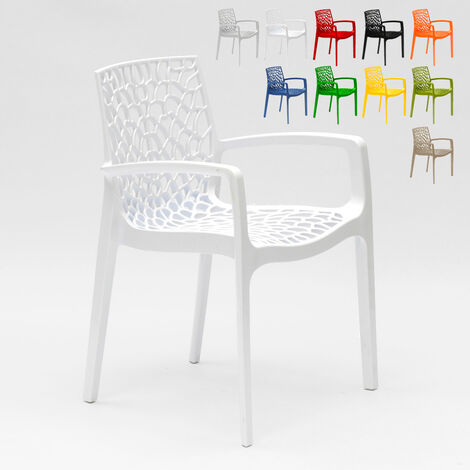 Chaise en polypropylène accoudoirs jardin café Grand Soleil Gruvyer Arm  Couleur: Blanc