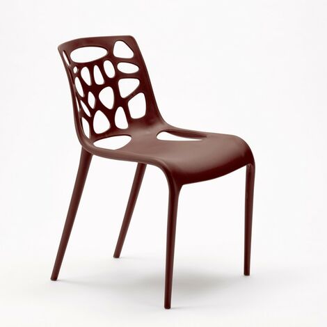 Chaise de salle à manger bar café en polypropylène anti-uv design moderne Gelateria  Couleur: Marron