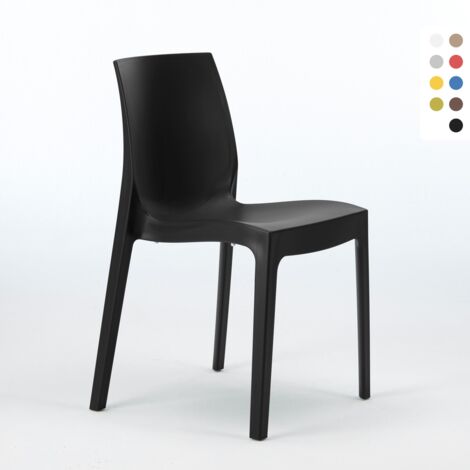 main image of "Chaise en polypropylène empilable Salle à Manger café bar Rome Grand Soleil | Noir"