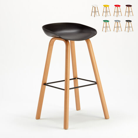 Tabouret chaise haut pour café et cuisine effet bois Towerwood | Noir