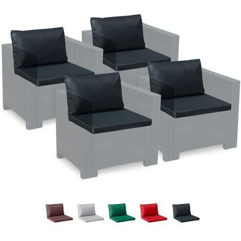 Coussins de rechange pour salon de jardin Bica Grand Soleil Rotin imperméables étanches Rotin 4 places - Noir