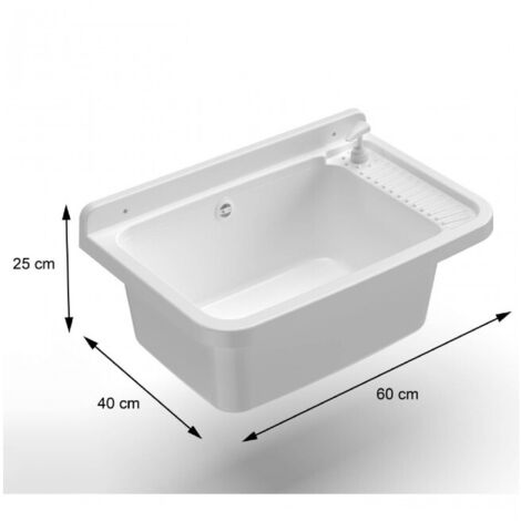 Bac à Laver/évier Extérieur 60 Cm Blanc En Résine Avec Porte-savon - Mongardi