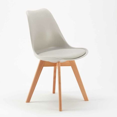 Chaise de salon et bar design scandinave avec coussin nordica Tulipan  Couleur: Gris clair