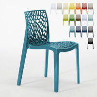 Chaise de cuisine bar café en polypropylène nid d'abeille Gruvyer Grand Soleil  Couleur: Bleu 3