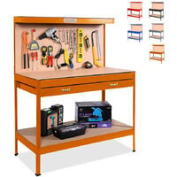 Ensemble établi et râtelier avec tiroir pour garage atelier Max 120x60x150 cm | Orange