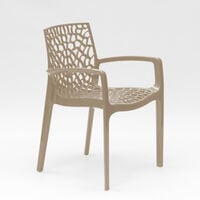 Chaise en polypropylène accoudoirs jardin café Grand Soleil Gruvyer Arm | Beige