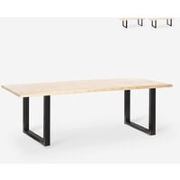 Table à manger en bois pieds fer industriels 220x80cm Rajasthan 220 | Couleur: Silver