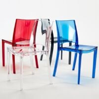 Chaise transparente salle à manger bar empilable B-Side Grand Soleil | Transparent