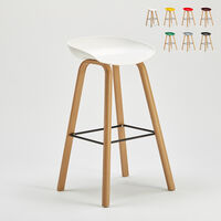 Tabouret chaise haut pour café et cuisine effet bois Towerwood | Blanc