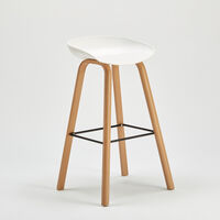 Tabouret chaise haut pour café et cuisine effet bois Towerwood | Blanc