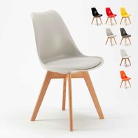 Chaise de salon et bar design scandinave avec coussin nordica Tulipan  Couleur: Gris clair