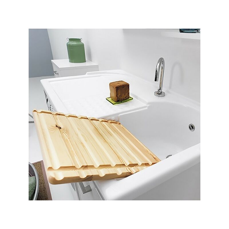 Lavatoio Colavene Domestica Vasca A Sinistra Con Piedini 106x50 Bianco Per Inserimento Lavatrice