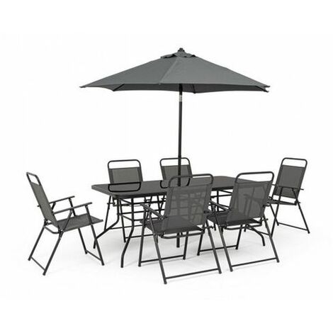 Set per Esterno Bizzotto Pompei Tavolo 6 Sedie Ombrellone Antracite - 806078
