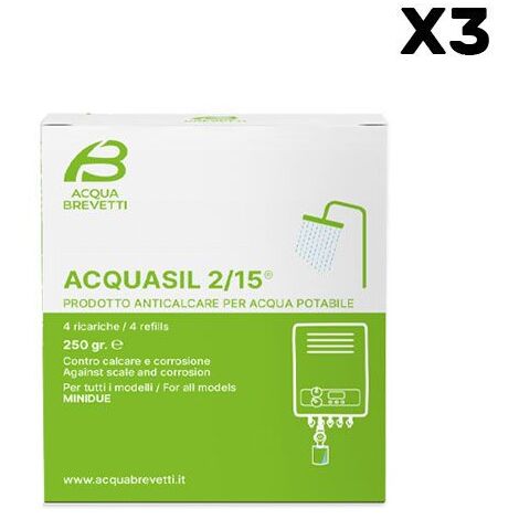 Anticorrosivo Antincrostante Acqua Brevetti AcquaSIL 2/15 4 Sacche Usa e Getta da 250GR - PC100 - 3 Confezioni