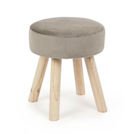 Poltrona Pouf "Adeline" per interno, con struttura in legno di pino e mdf da 34x34x38cm -Tortora