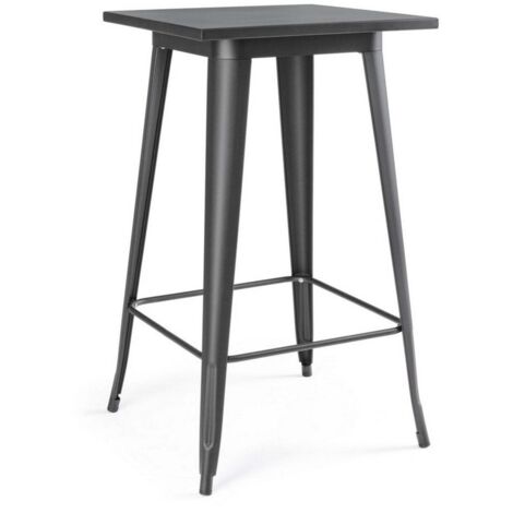Kosmi Tavolo Quadrato In Stile Industriale – Modello Loft In Metallo Nero Opaco – Tavolo Da Pranzo Per Soggiorno, Cucina O Bar