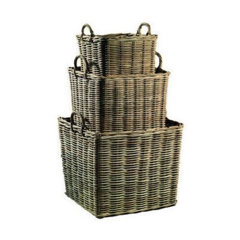 Set 3 Cesti Rattan Naturale con Manici Guarnieri Rabarbaro Q