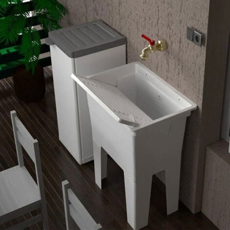 Lavatoio Monoblocco in Resina Mongardi 59CM Bianco - 7851C98