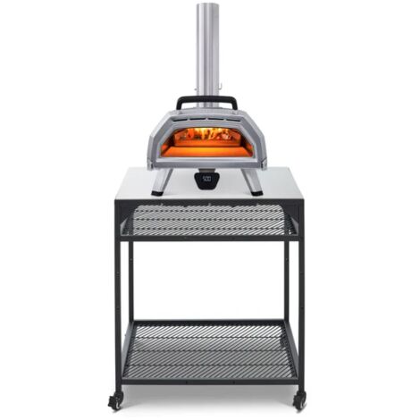 Tavolo Modulare Ooni Per Forno Pizza - Acciaio Carbonio, Ripiani Regolabili, Ruote Bloccabili, Per Esterni - Foto 3