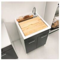 Lavatoio Colavene Swash 2 Ante con Contenitore e Asse Lavapanni 60x50x86 Antracite - 24050H