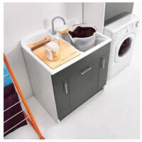 Lavatoio Colavene Twist con Cesto e Asse Lavapanni 80x60x87 Antracite - 24080H