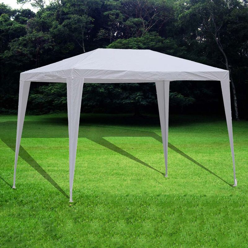 Set Gazebo Bianco Giardino 3x3 M e 4 Sacche Per Pesi, Struttura Acciaio  Copertura PE 110 gr/m² Impermeabile Idrorepellente Resistente Raggi UV