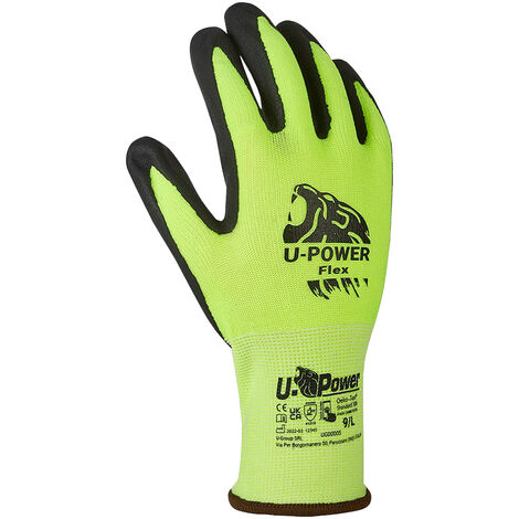 U-Power Flex Guanti Lavoro Antinfortunistica Nylon Touchscreen Verde 7/S
