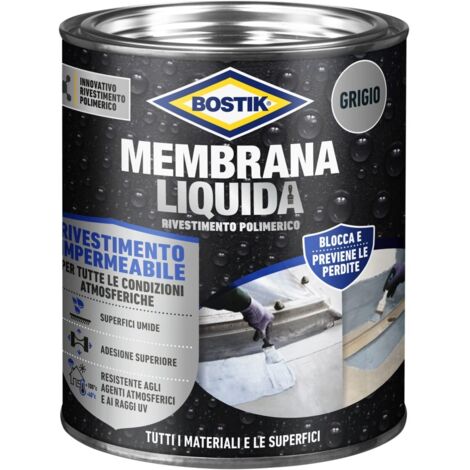Bostik Membrana Liquida Rivestimento Polimerico impermeabilizzante elastico Grigio Latta 1kg