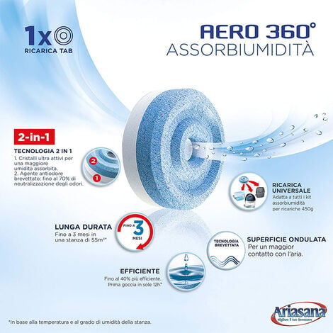 Assorbiumidità ARIASANA Aero 360 Tab Inodore Tripack 3x450 g