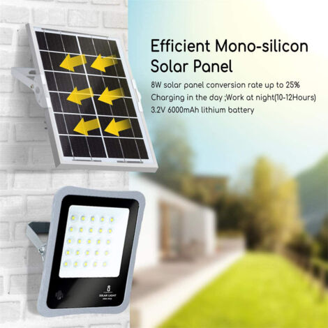 Proiettore LED 50W 6400K AIGOSTAR - Sensore, Pannello Solare e Telecomando