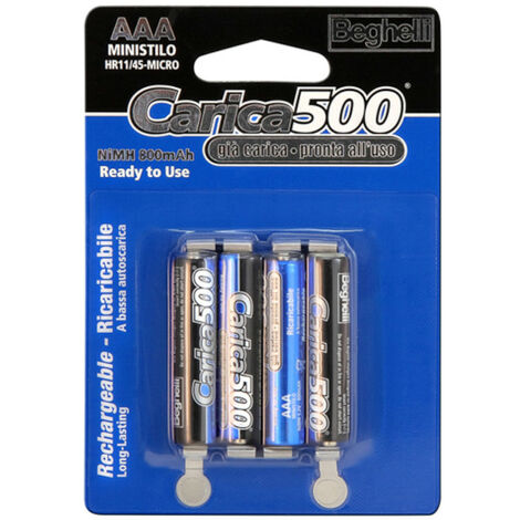 Batterie Pile Beghelli Ricaricabili Ministilo AAA - MAH800 Pezzi 4 (1/3)