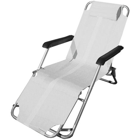 Sdraio in Alluminio Bianco FERLIVING - Poggiapiedi e Poggiatesta