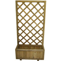 Fioriera in Legno di Pino con Pannello Grigliato FERLIVING - 30x75x180h cm