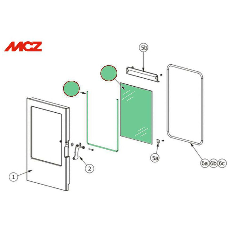 MCZ - 41701600300 - Vetro ceramico porta ghisa PLT 3.0 CON GUARNIZIONE