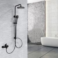 Système de douche séparable noir robinet de baignoire cascade robinet de douche douche 2 fonctions douchette douche de tête en acier inoxydable tige de douche pluie douche pour salle de bain/baignoire
