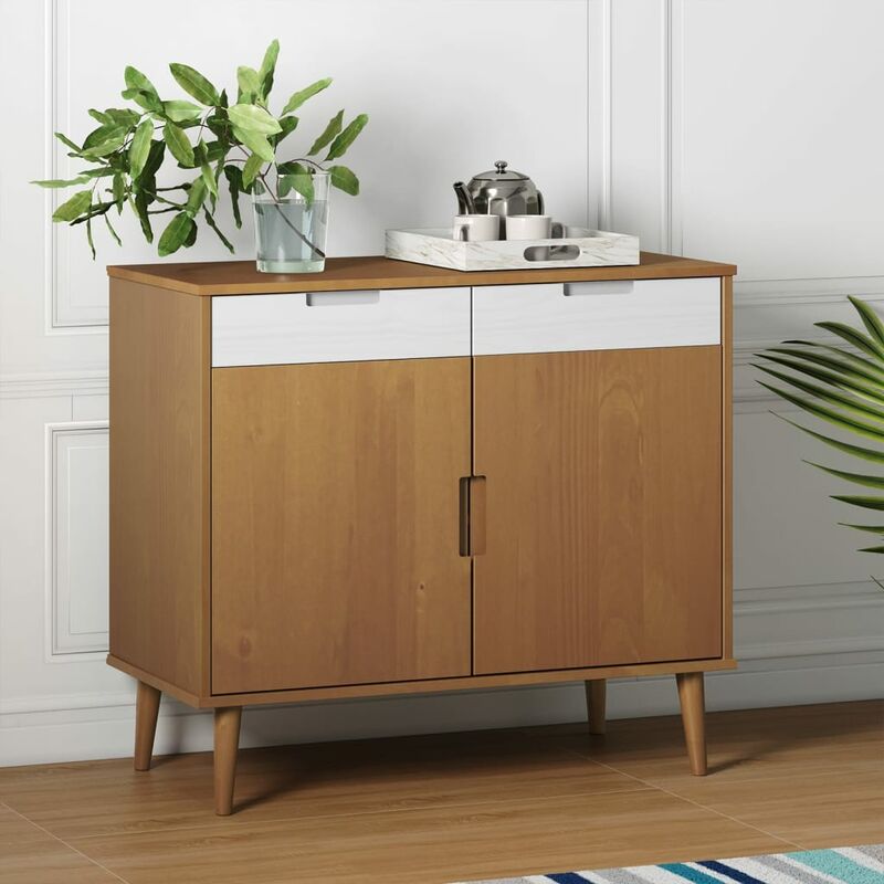 Credenza Moderna，Madia da cucina，Mobile Buffet，Armadio da Cucina con 3  Cassetti Rovere Marrone 120x41x75