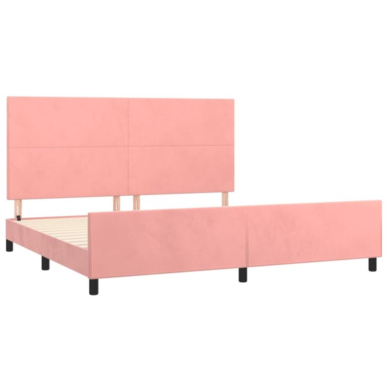 Letto Singolo con Testiera Moderno Struttura Letto Giroletto Rosa 80x200 cm  in Velluto ITD10455