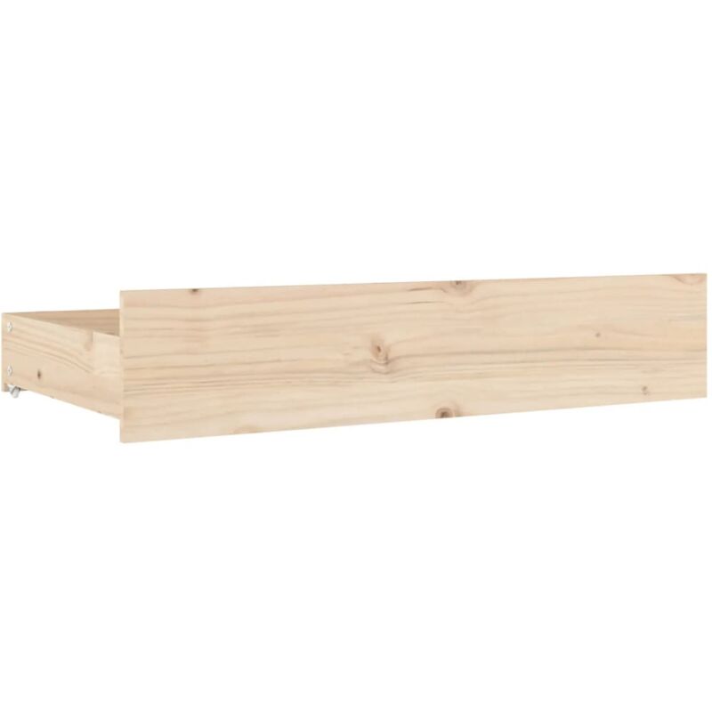 Set di 2 Cassetti per Letto - Cassetti sottoletto in Legno Massello di Pino  Nero BV395073 - BonneVie