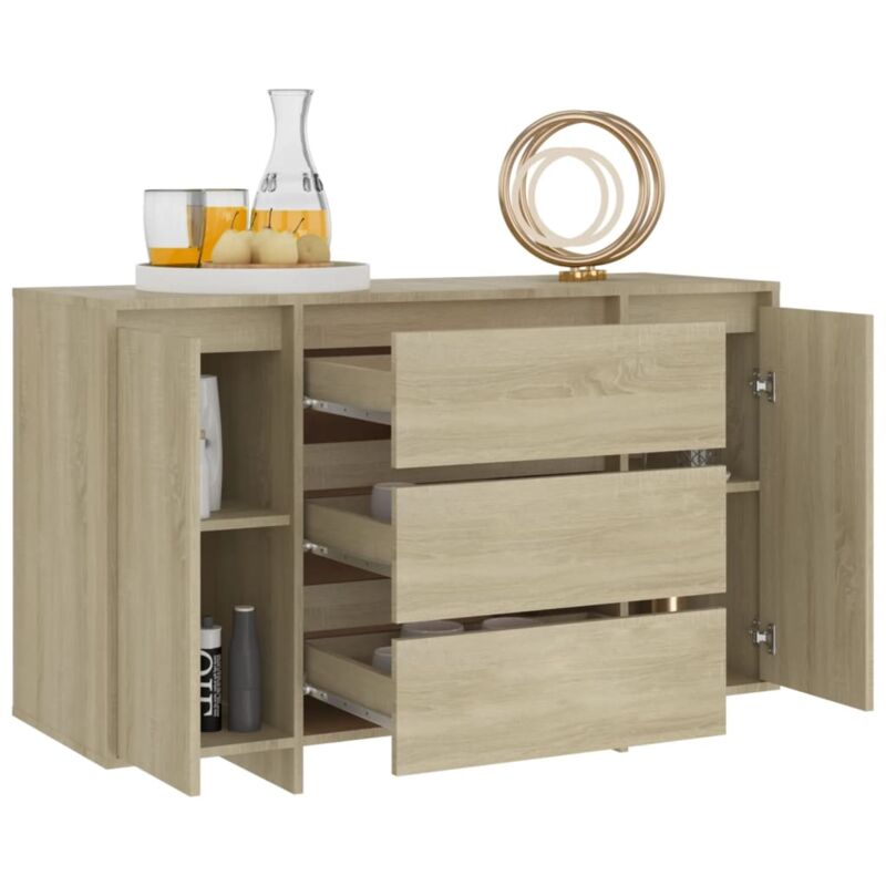 Credenza Buffet - Mobile da Cucina con 3 Cassetti Rovere Sonoma 120x41x75cm  in Truciolato BV600462 - BonneVie