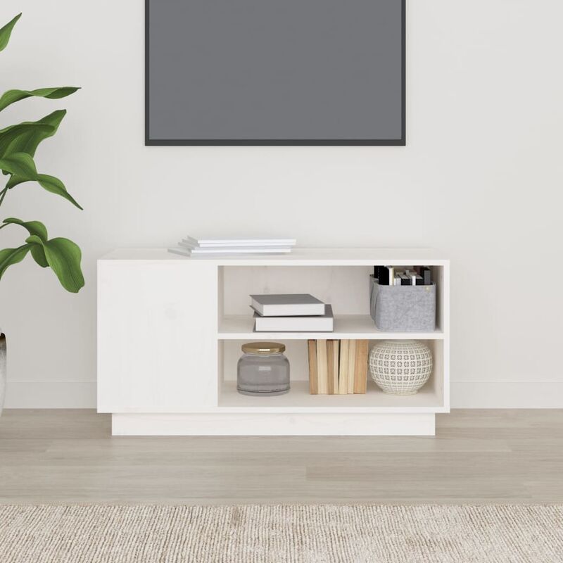 Mobile TV Moderno - Porta TV Bianco Lucido 160x35x55 cm in Legno  Multistrato BV836980 - BonneVie