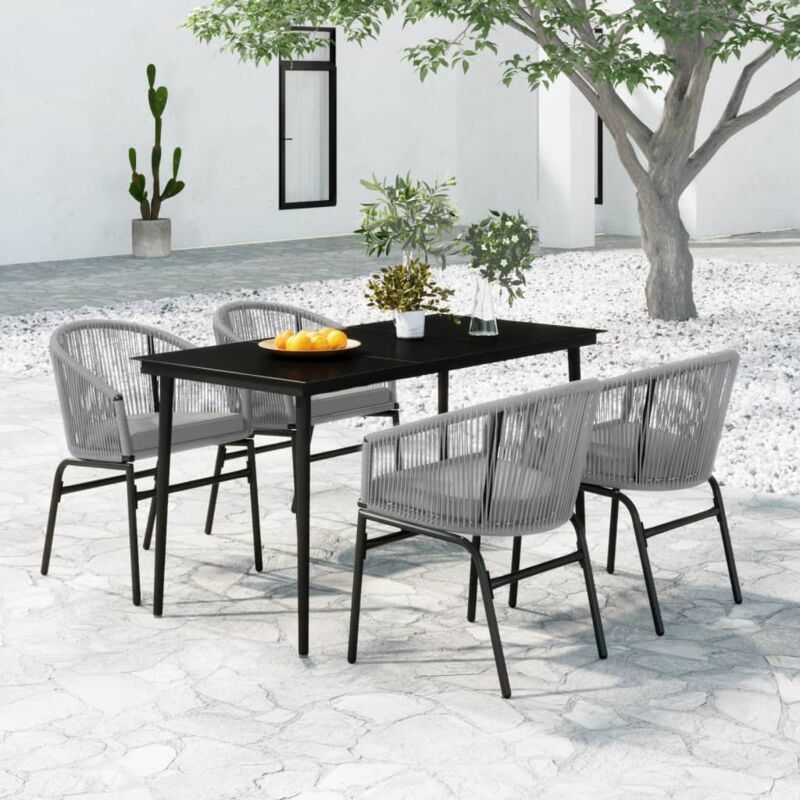 Set Tavolo e Sedie da Giardino 5 pz - Salotti da giardino Grigio