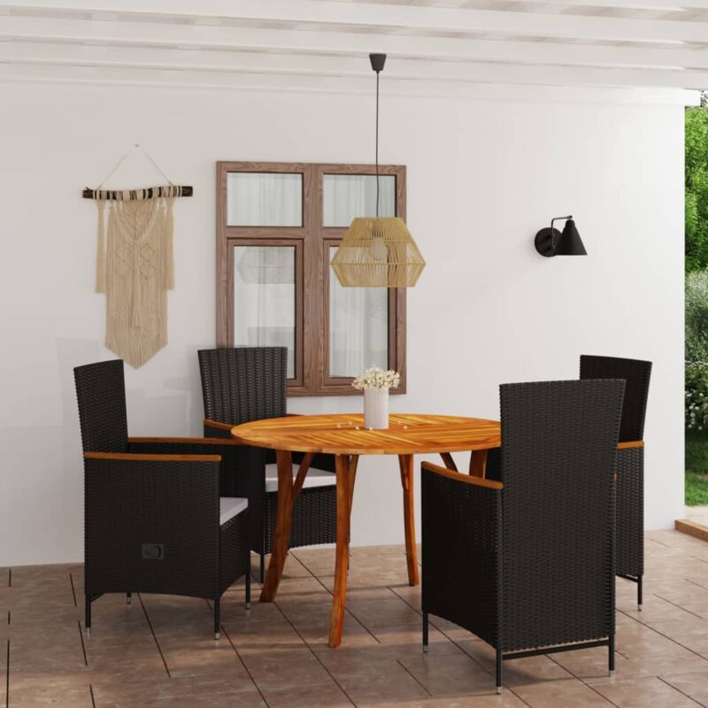 Set tavolo e sedie da giardino 5 pz - Salotto da giardino Nero BV169782 - Bonnevie