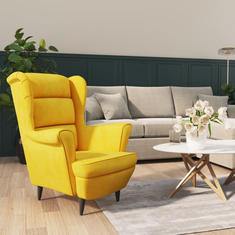 Bonnevie - Poltrona Relax - Sedia Poltrona Giallo Senape in Velluto BV330793