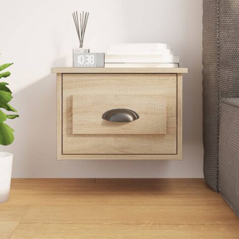 Set 2 comodini galleggianti con 1 cassetto in legno naturale Harbor | Klast Home