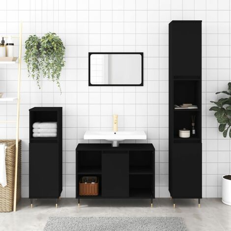 COSTWAY Armadietto Da Bagno, Armadietto Di Legno Con Doppie Ante A Persiana E Mensola Regolabile Mobile Da Bagno Basso Salvaspazio Per Ingresso E Camera Da Letto 60 X 305 X 80 Cm Nero 85712087