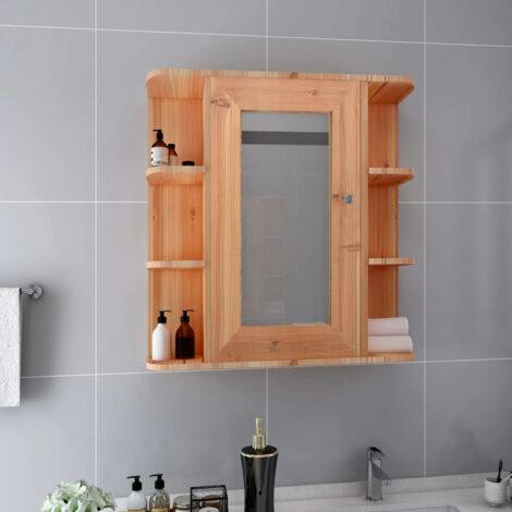 Armadietto A Muro Con Specchio Per Bagno E Cucina | MDF 56x13x58cm Bianco, Con Ante A Specchio E Ripiano Regolabile